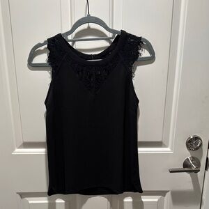 Elegant Black Lace Trim Women's Top